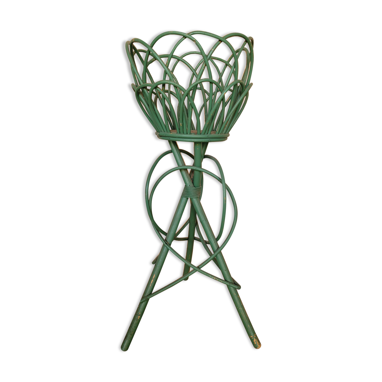 Vintage bamboo and rattan plant holder from the 50/60s