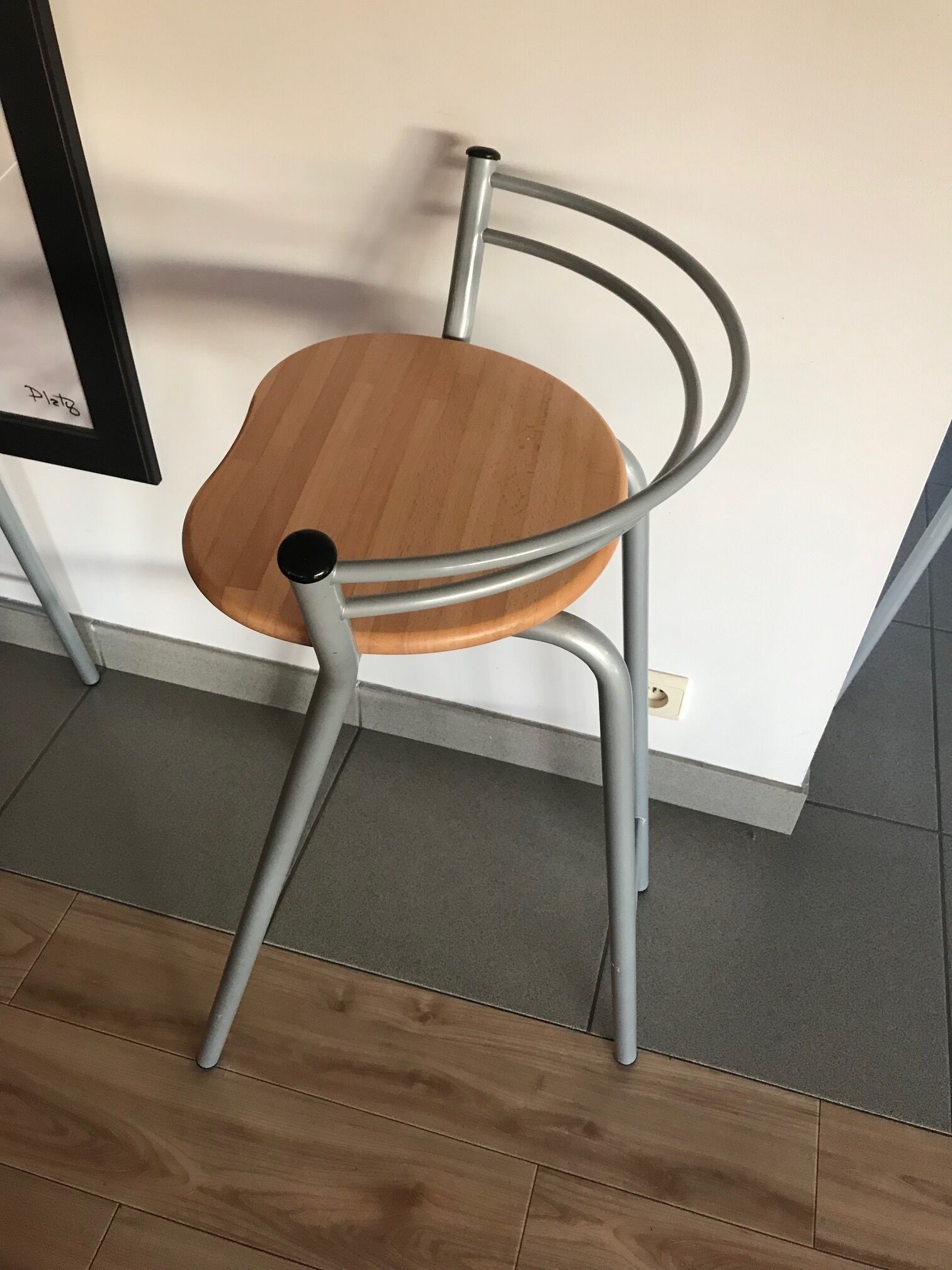 set of 5 stool year 80 in wood and metal
