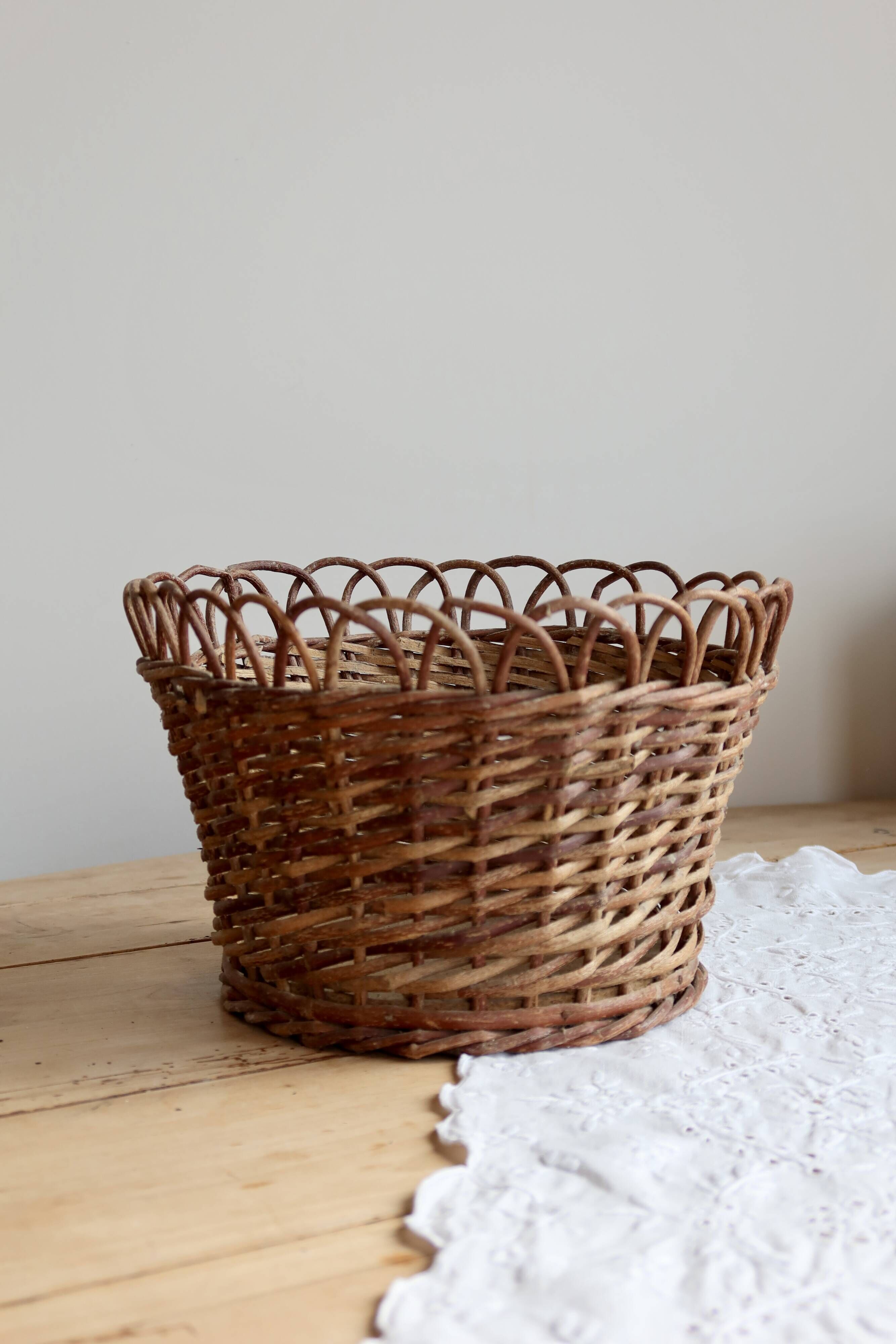 Cache-pot vintage rotin tressé – Accessoire plante d'intérieur