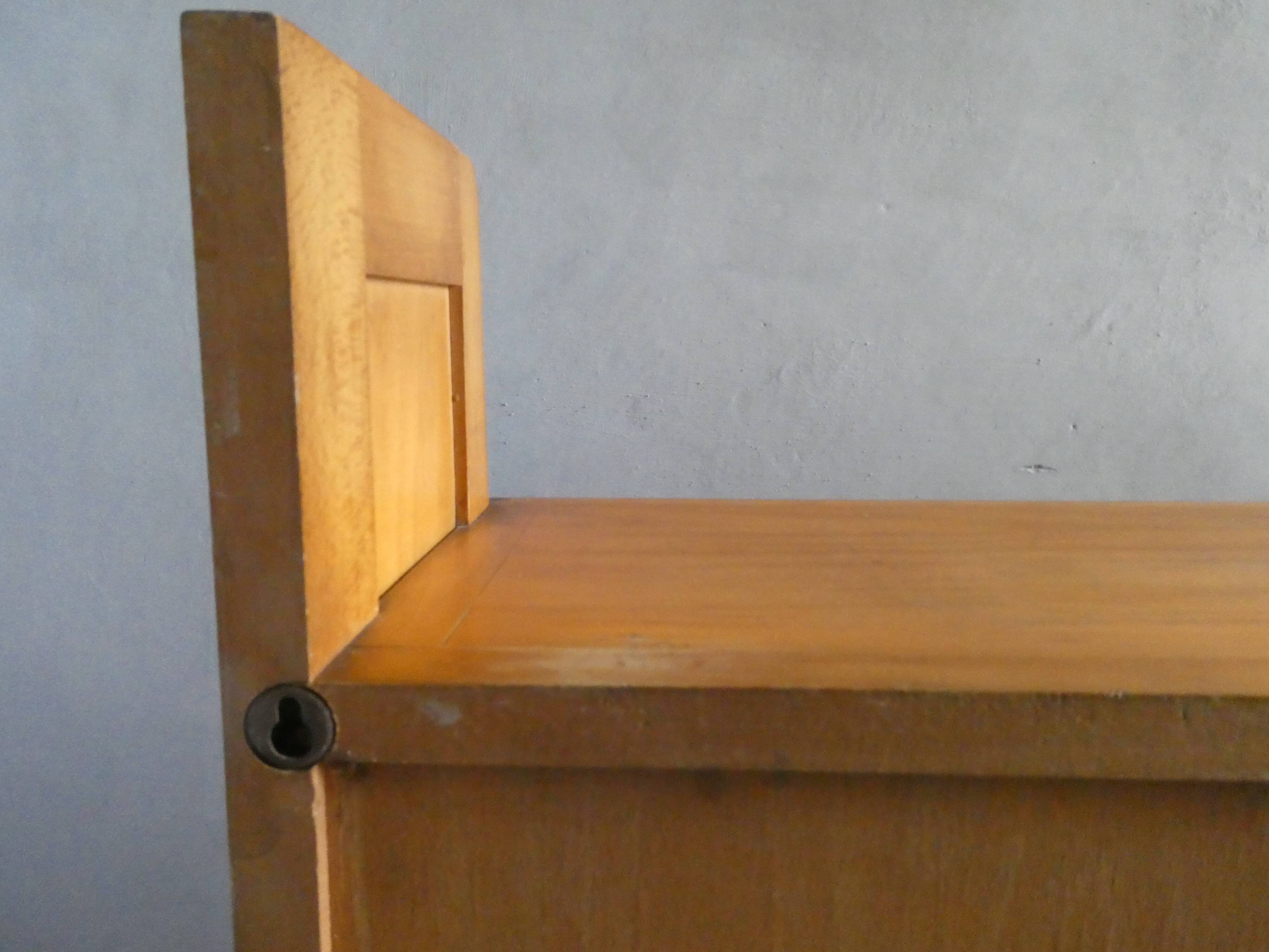 Light wood wall-mounted secretary from the 60s