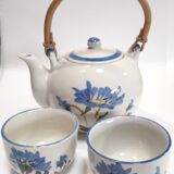 Service à thé chinoisant théière 2 tasses grès vernissé