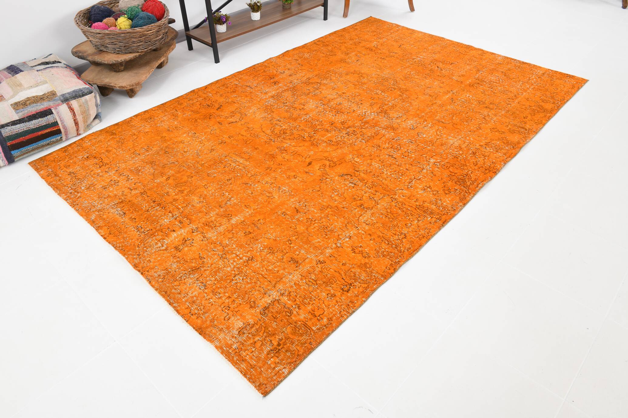 6x9 Pumpink orange vintage rug 181x287Cm SK 3400