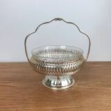 Vintage English Metal and Glass Sugar Bowl / Jam Bowl