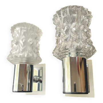 Pair of vintage Italian chrome wall lights by Targetti 1970