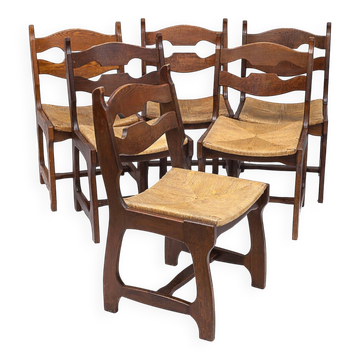 Set of 6 chairs by Guillerme and Chambron