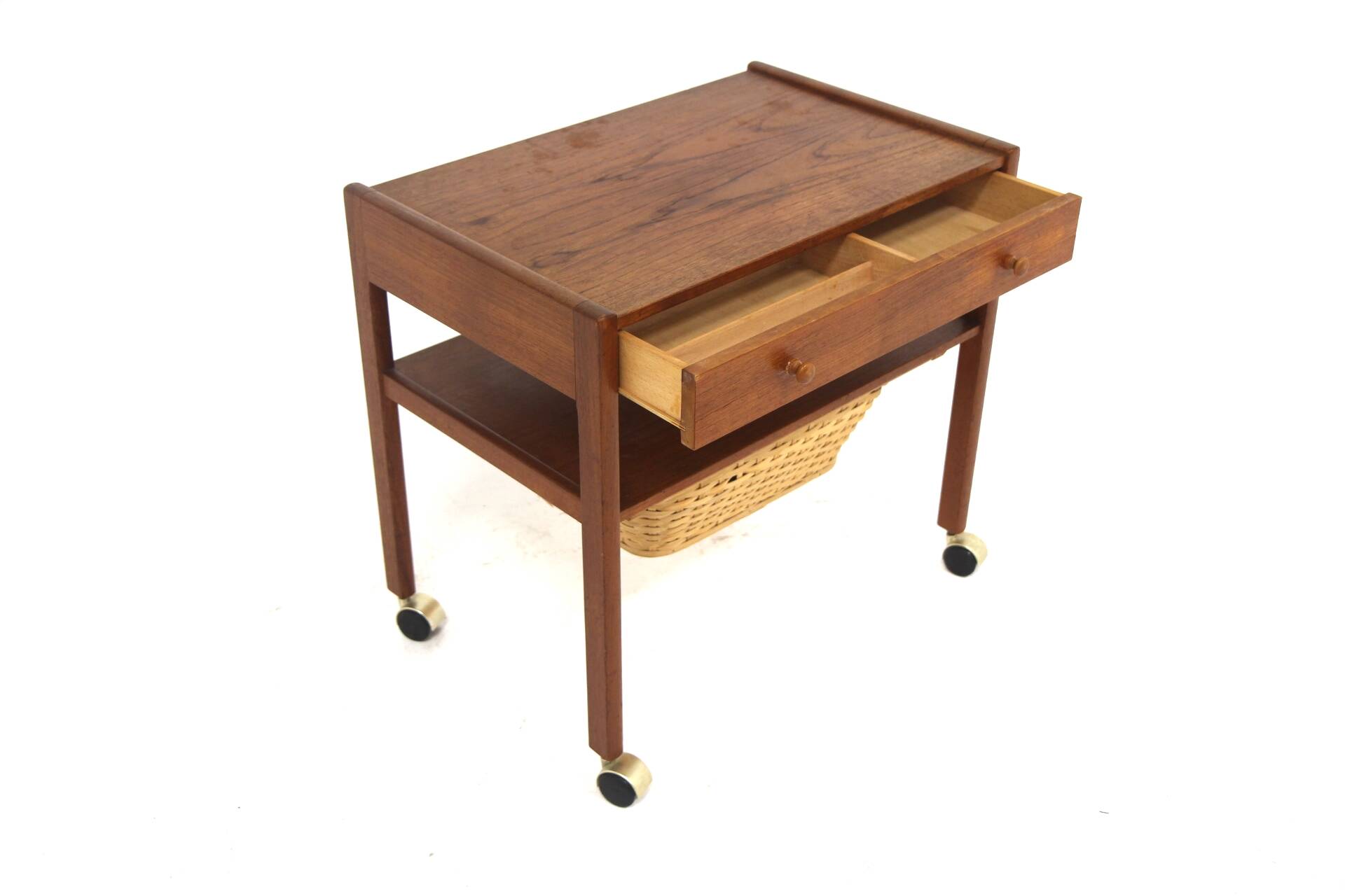 Scandinavian teak and rattan worker, Sweden, 1960s