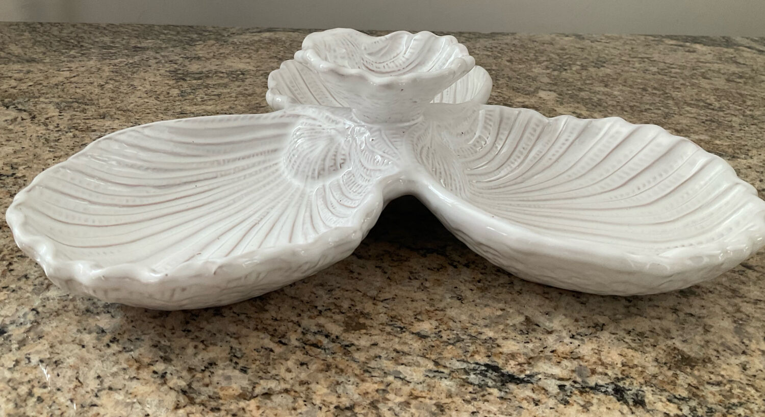 Vintage shell dish in glazed terracotta