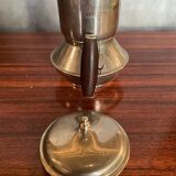 Antique TASSUNIC Teapot Silver Metal + Wooden Handle United France Vintage