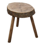 brutalist tripod coffee table or stool or end table in raw wood