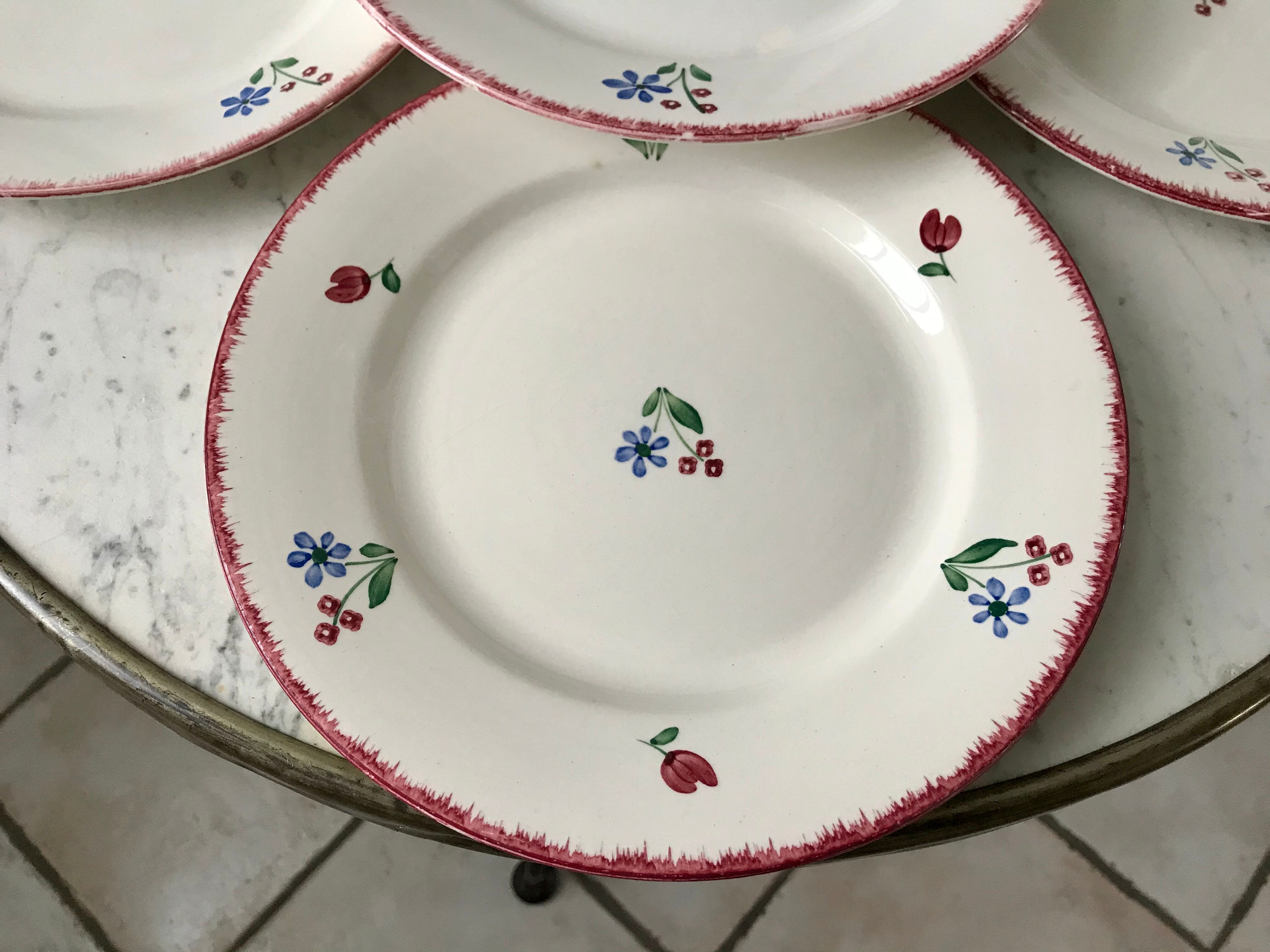 Set of 5 flat plates badonviller model "dany" years 30-40