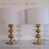 Paire de lampes scandinave en laiton 1970