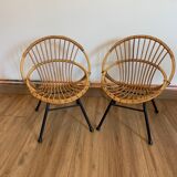 Pair of rattan armchairs for children