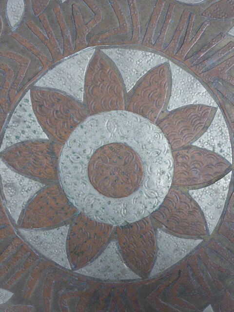 Plate brass, inlaid with metal sheets