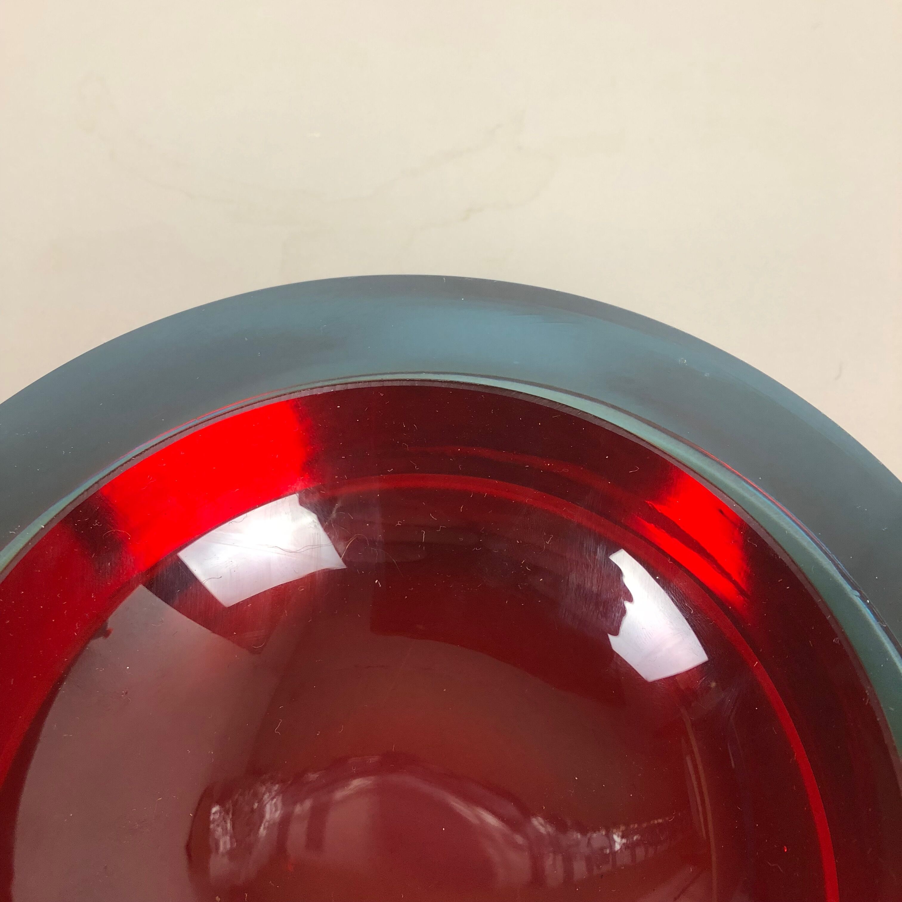 Rare Extra Large Sommerso Bowl Murano Vetri Glass by Cenedese, Italy, 1970s