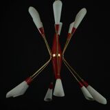 Mid-Century 12 lights chandelier in the manner of Stilnovo. Italy 1950s