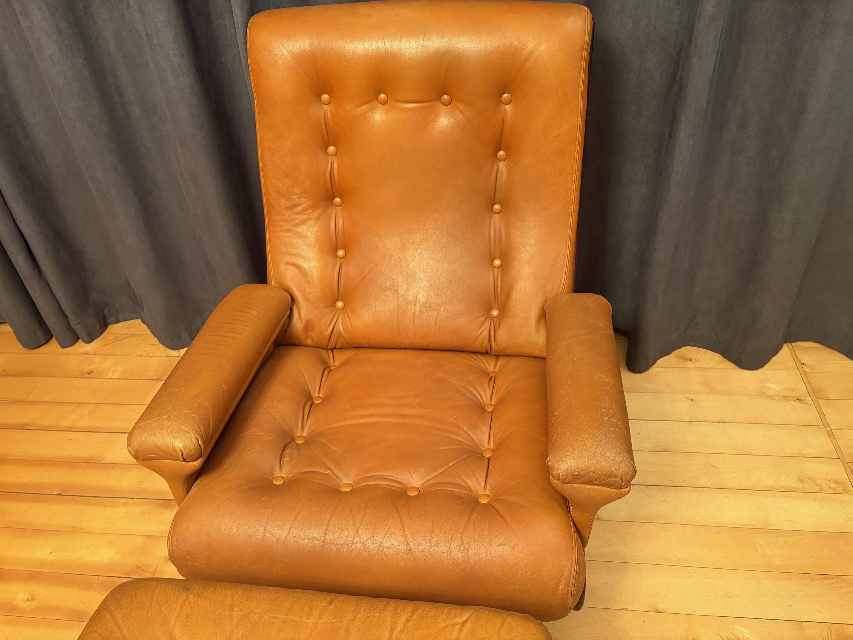 Armchair with footstool, By Ring Mebelfabrikk, Norway, 1960s