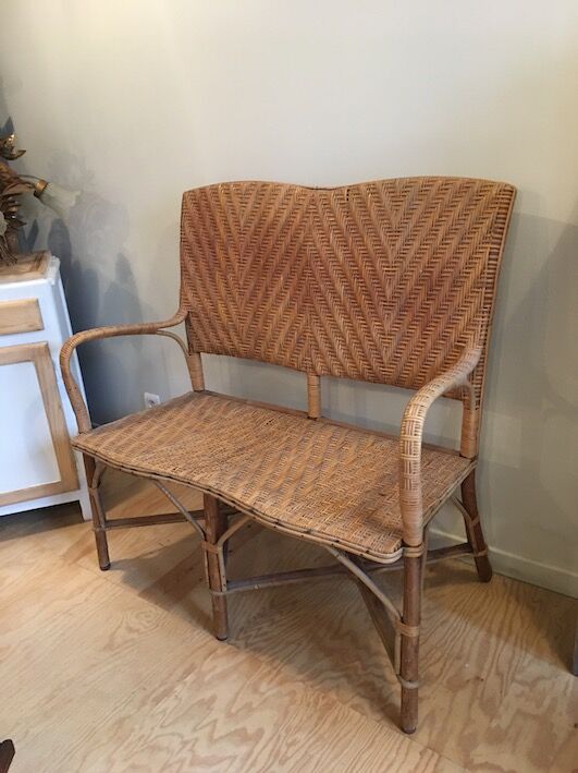 Rattan and wicker bench 1960