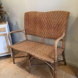 Rattan and wicker bench 1960