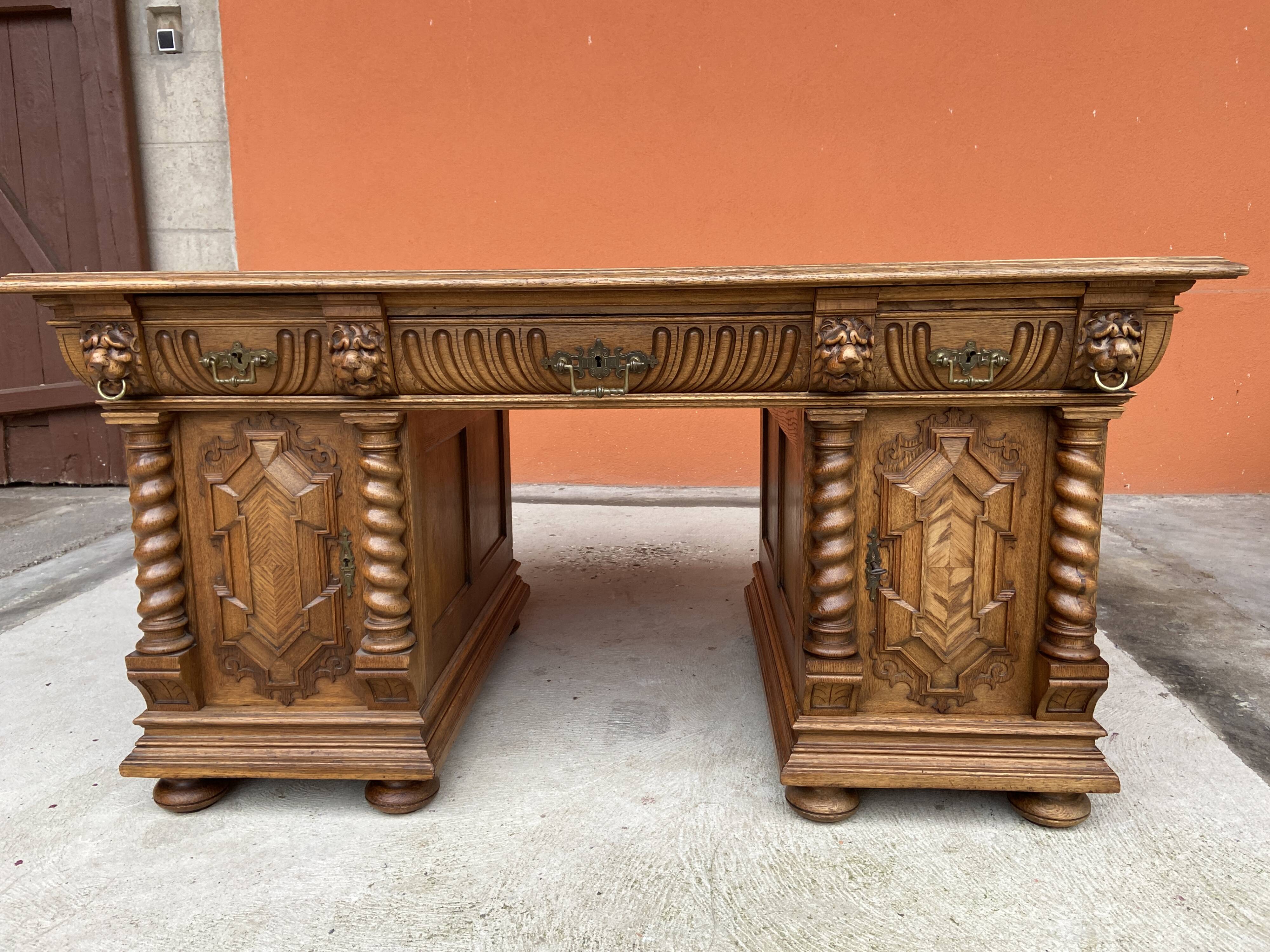 Renaissance style flat desk 1900