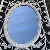 large white rattan mirror 77 x 60