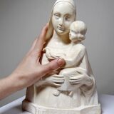 Bust of the Virgin and Child, waxed plaster, old art deco style, PP Deposited