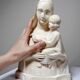 Bust of the Virgin and Child, waxed plaster, old art deco style, PP Deposited