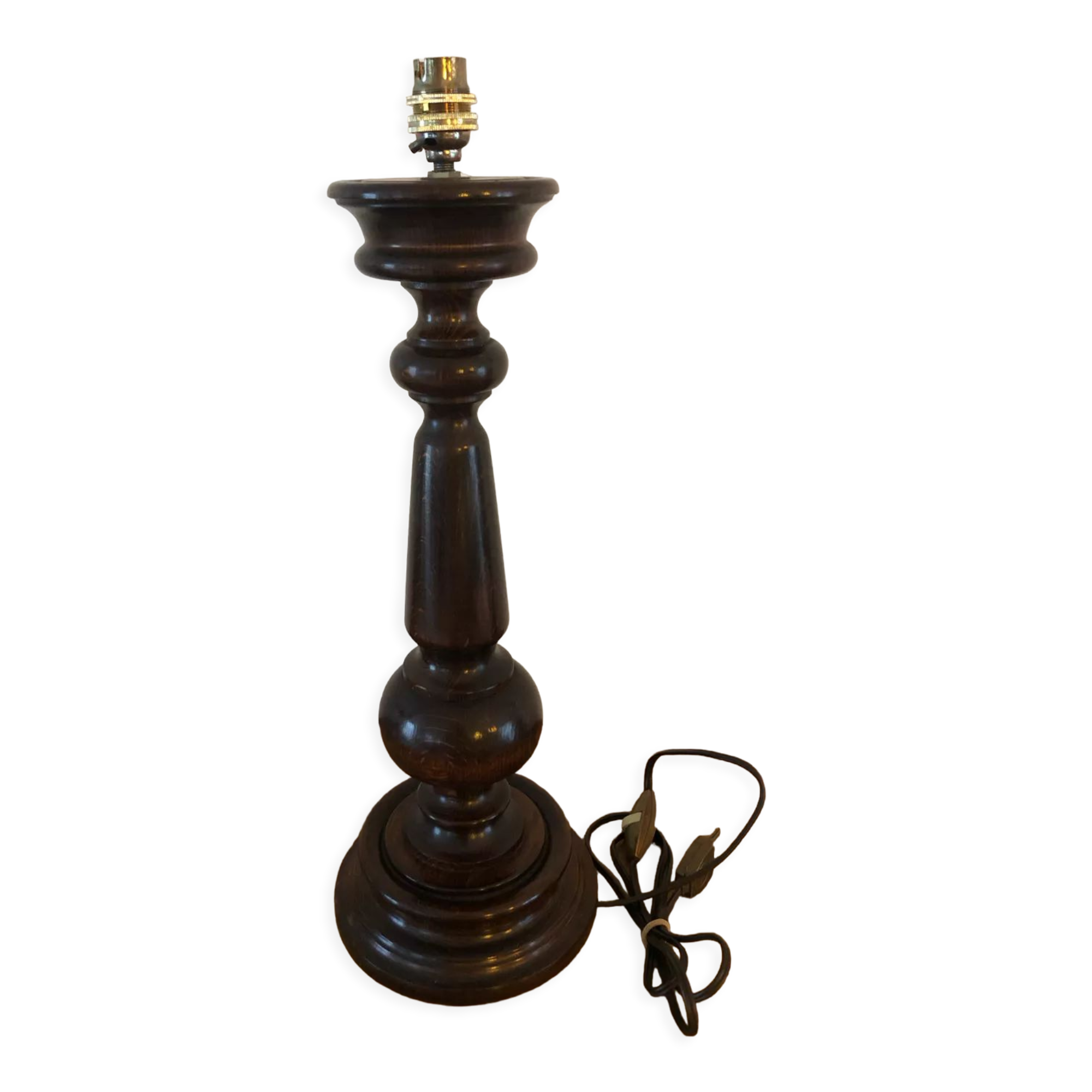 Vintage turned wooden lamp foot