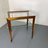 Mid-century scandinavian teak and glass trolley side table, 1950s