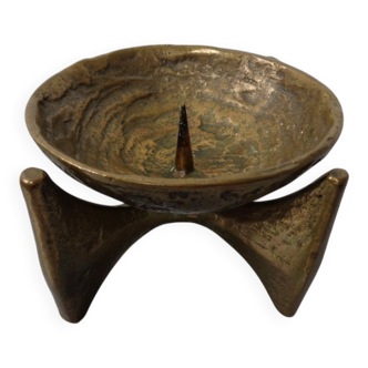 Brutalist Bronze Candleholder by Michael Harjes, 1960s