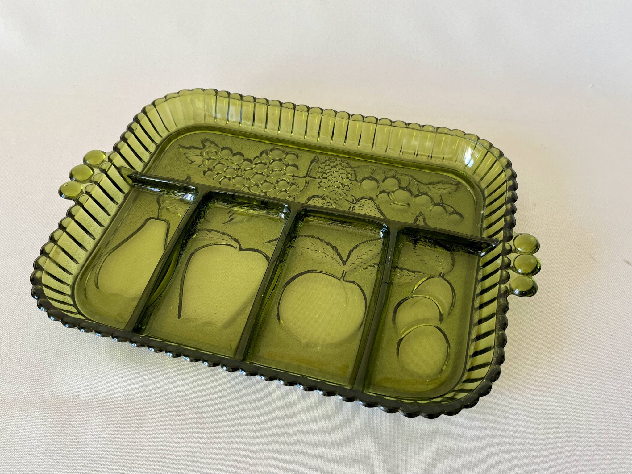 Vintage 1960s American Appetizer Tray Indiana Glass Compartmented Glass