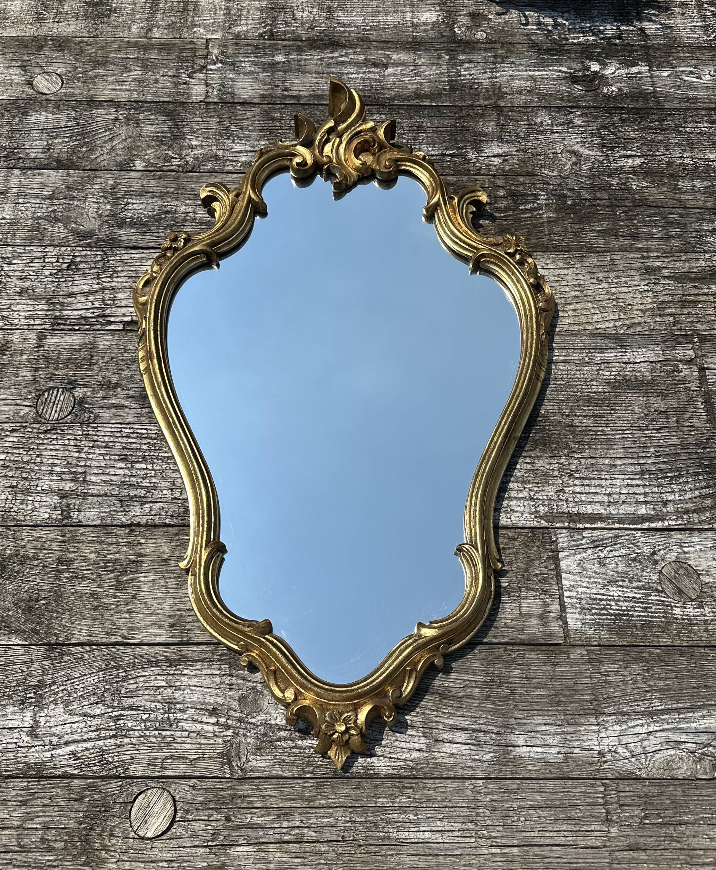 Louis XV style mirror in vintage gold composite 70'S Ht 40cm