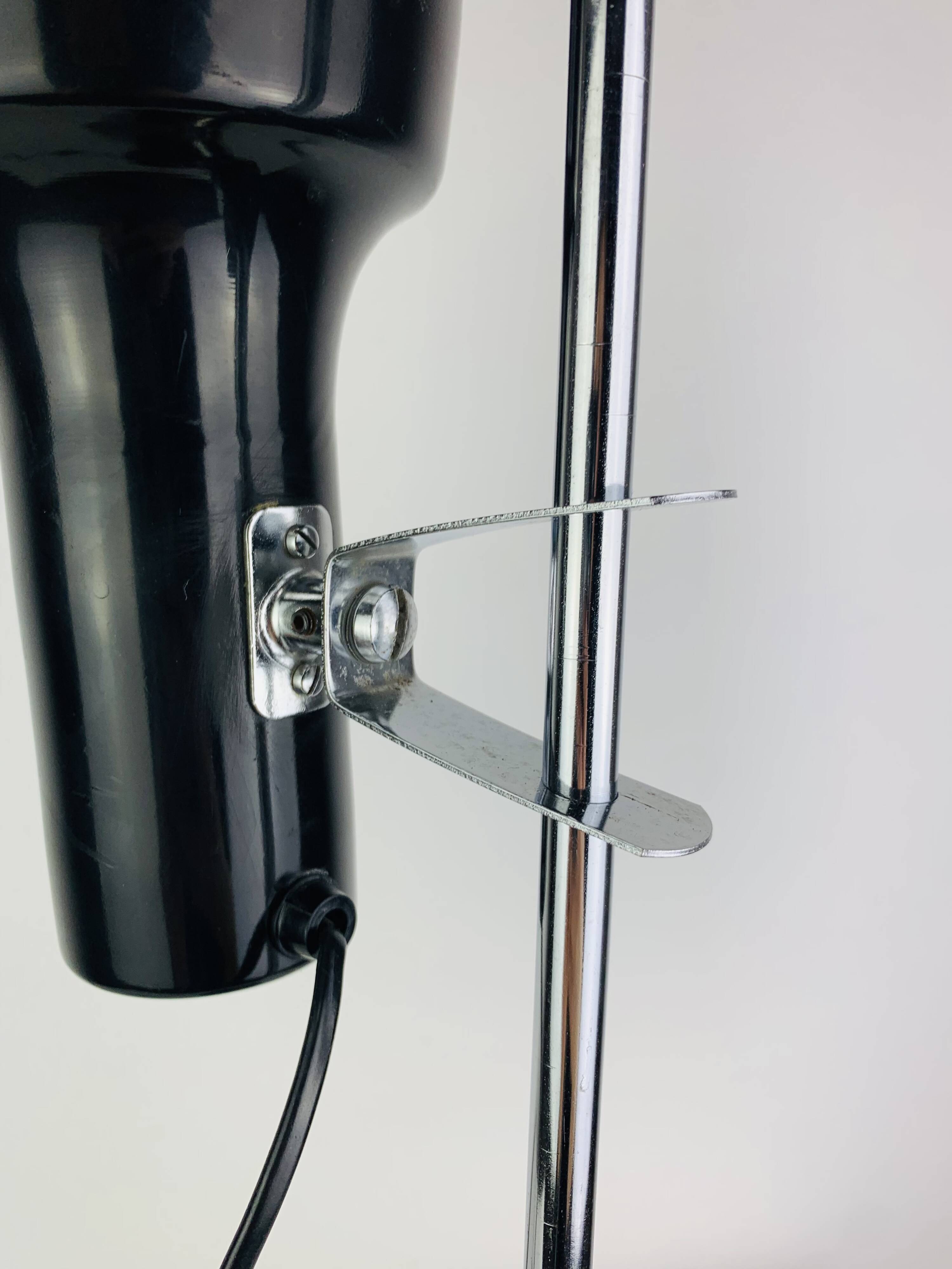 Lampe de bureau spot noir et chrome, années 60, réglable