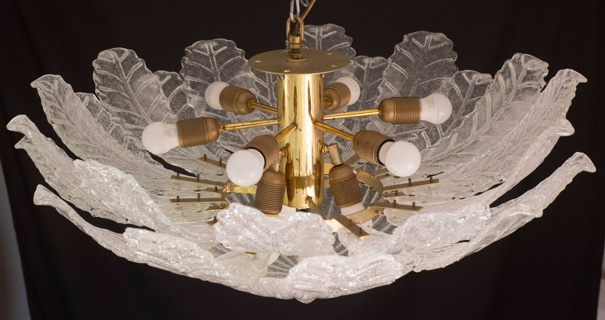 Verona, Large Size Murano Clear trasparent Vintage Glass Ceiling Light, 197