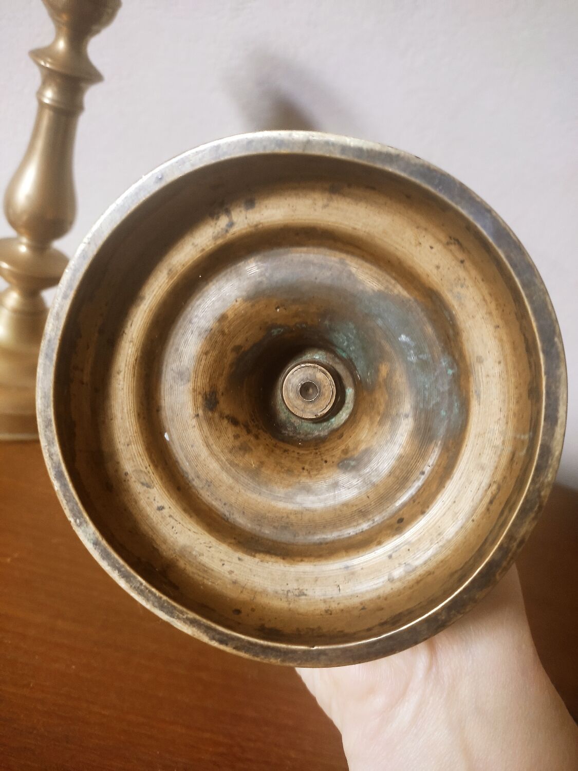 Duo of brass candle holders