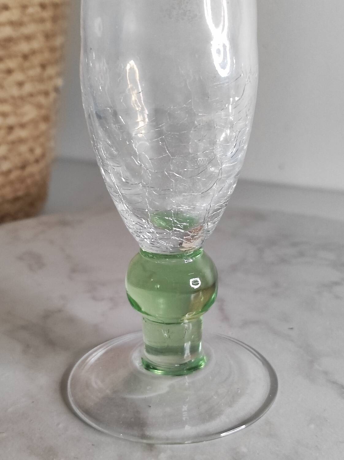 Crackle glass tulip vase