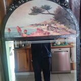 Trumeau era of Decorative Arts in 1929 in hammered wrought iron 75x160cm