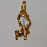 Pair of vintage brass wall lights with mirror