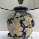 Ancient enamelled ceramic lamp drawing flowers - vintage grey daybat
