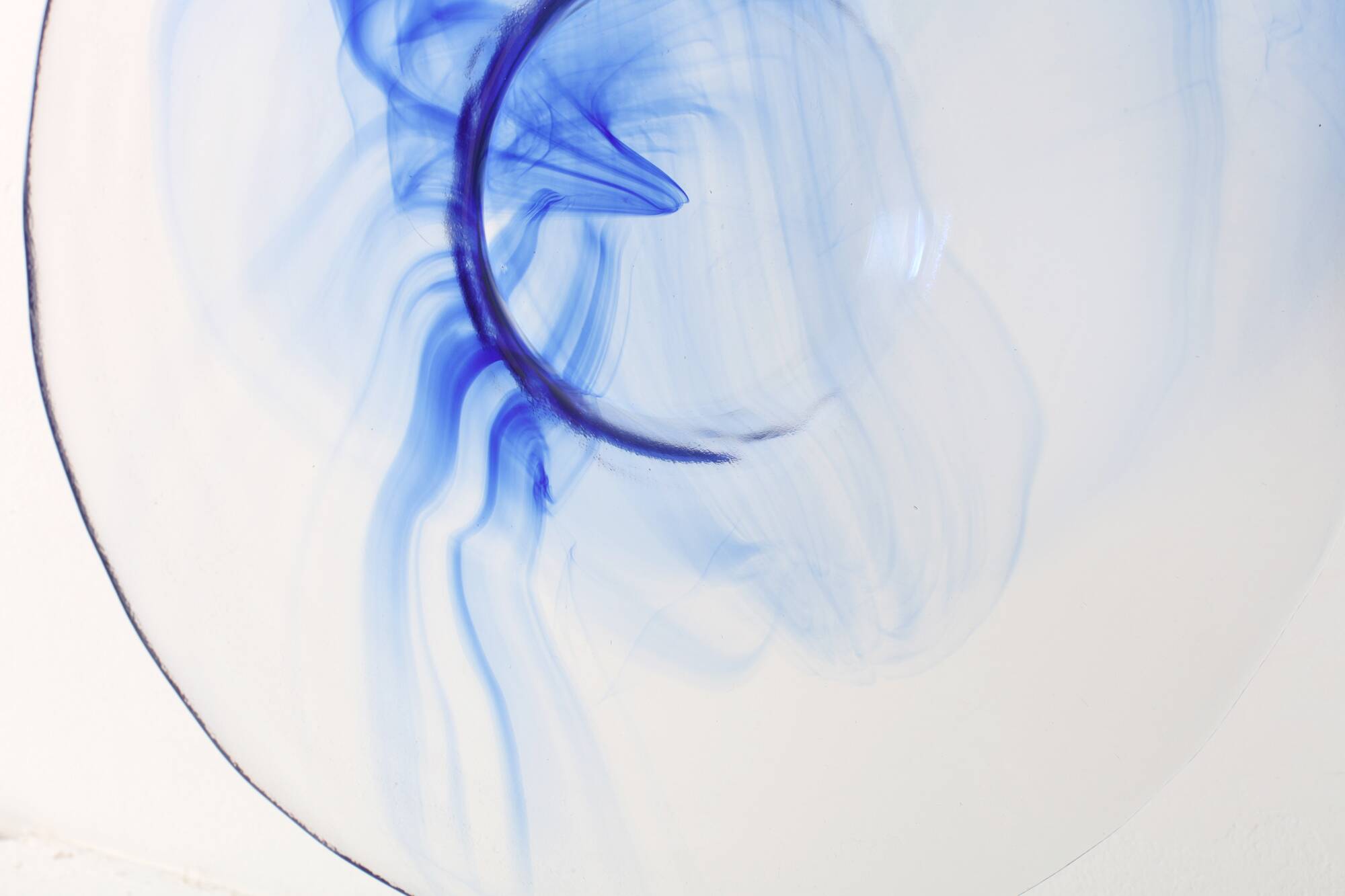 Vintage Blue Swirl Glass Fruit Bowl / Bormioli Rocco / Italy / 1990s