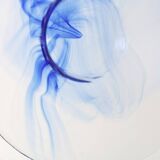 Vintage Blue Swirl Glass Fruit Bowl / Bormioli Rocco / Italy / 1990s