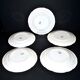 Sarreguemines set of 5 talking plates from the Bon Vieux Temps series, opaque earthenware.
