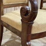 Pair of Restoration armchairs in mahogany from the end of the 19th century (fabric defects)