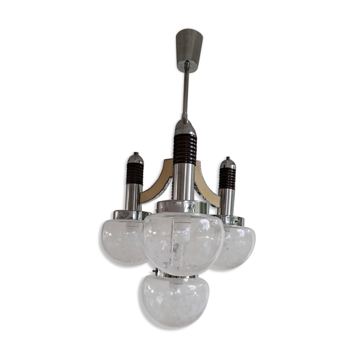 Large Italian Mid Century  Chandelier Pendant Murano Glass