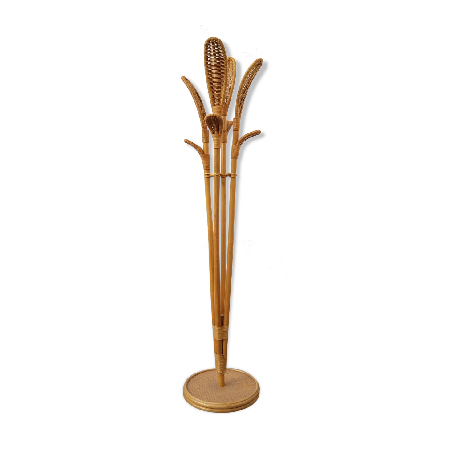 Rattan coat rack