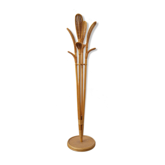 Rattan coat rack