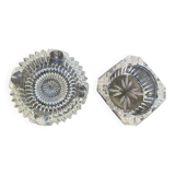 Set of two elegant vintage transparent glass and crystal ashtrays