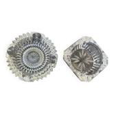 Set of two elegant vintage transparent glass and crystal ashtrays