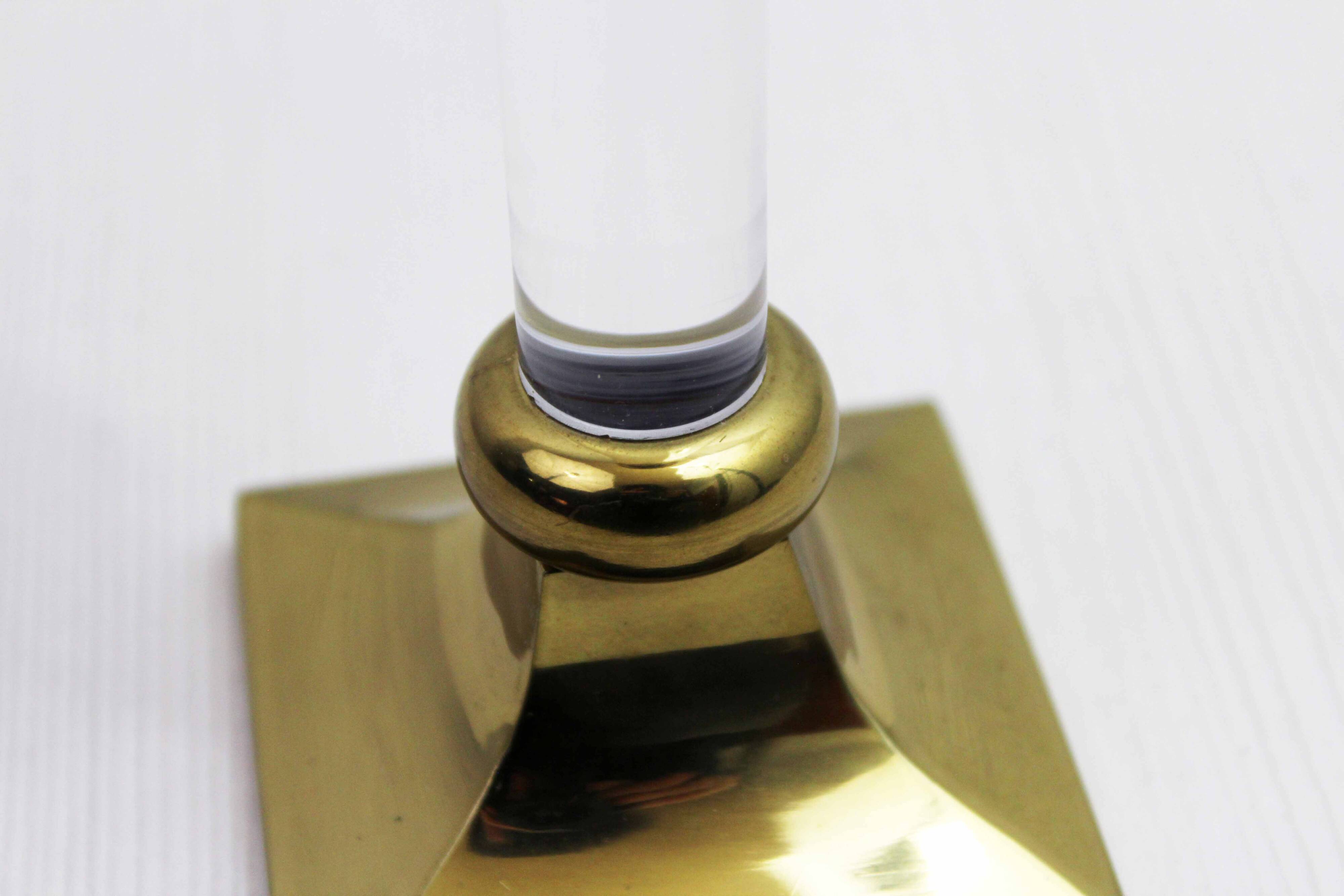 Lucite and brass candle holder 1970