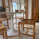 6 solid beech chairs by André Sornay