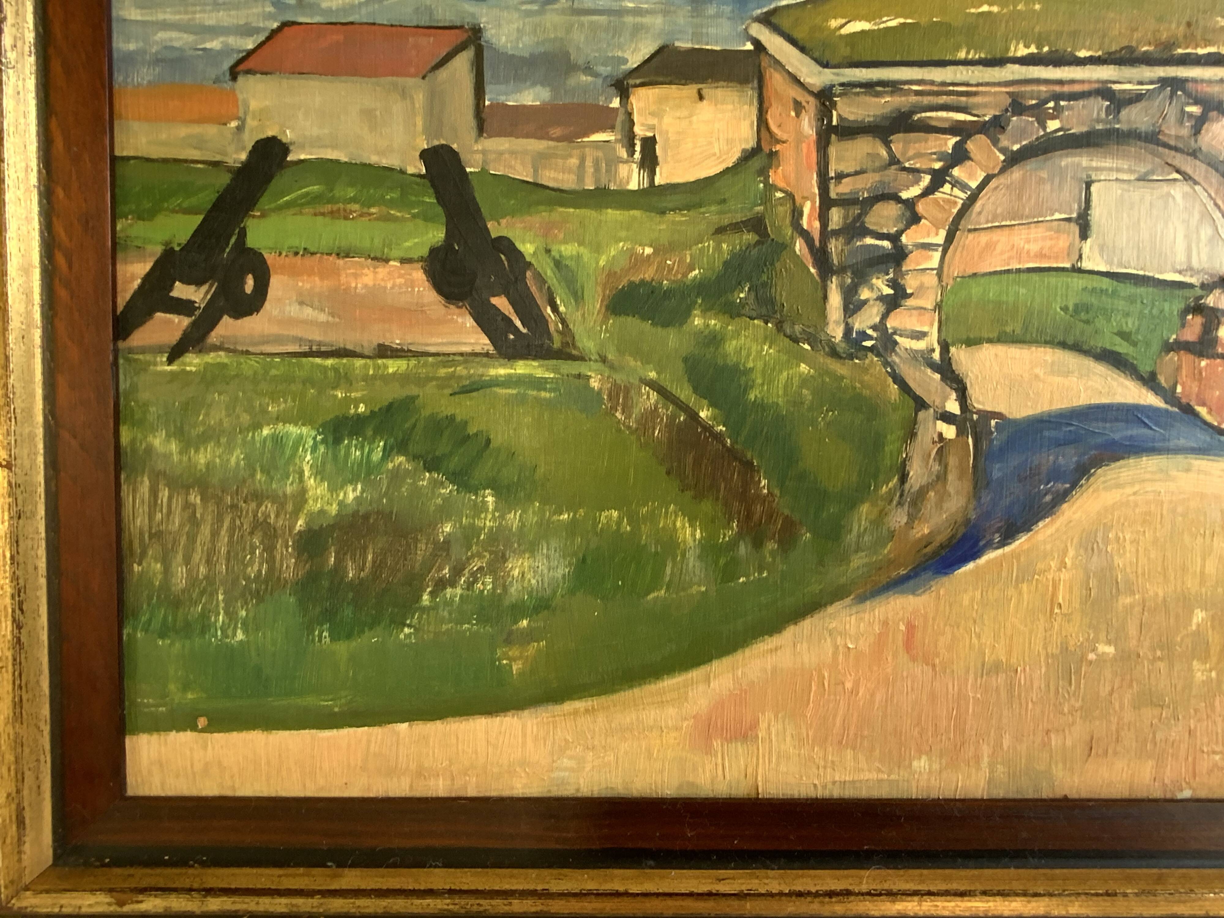 Vintage Oil Painting Landscape Fortification by Carsten Hvistendahl 1931